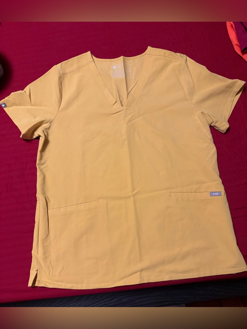 Figs V-Neck Top in Mustard Yellow